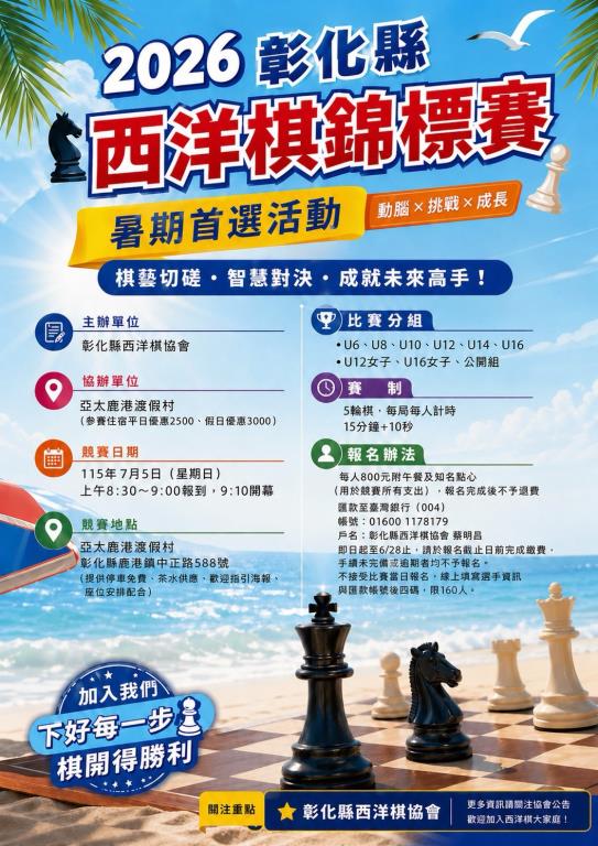 西洋棋錦標賽在 #亞太鹿港渡假村